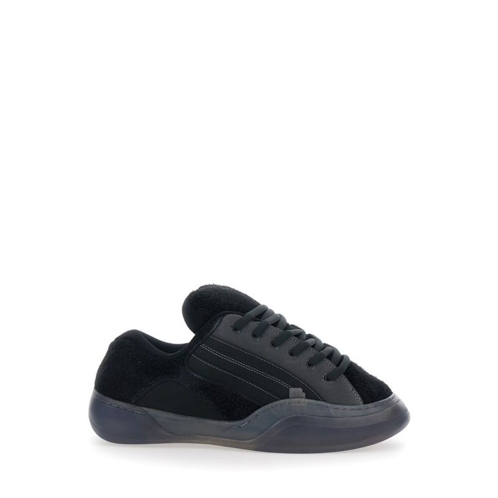 Erl Men 'Quad Vamp' Black Sneakers With Logo Lettering In Suede For Men